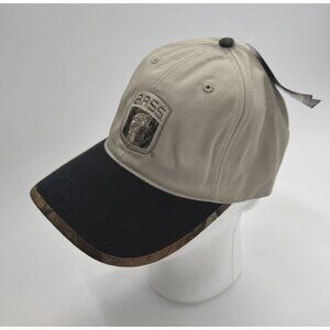 BASS Bassmasters Cap Mens Camo Trim Adjustable Hat Logo Cotton Fishing NEW